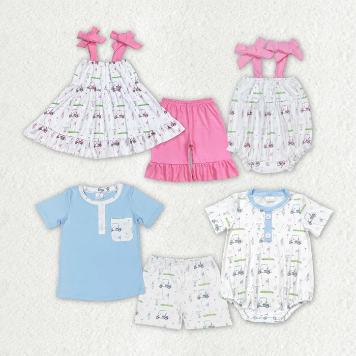 BBaby Girls Golf Summer Sibling Boys Rompers Clothes Sets
