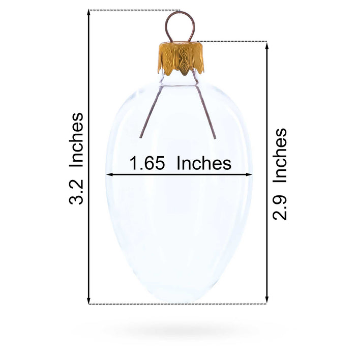 Beige & Emerald Jewel Accented Mini Glass Egg Ornament 2.9 Inches