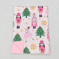 BL0086 Nutcracke* Soldier Pink Print Baby Girls Christmas Blanket