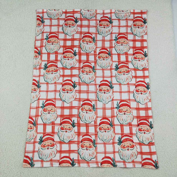 BL0265 Santa Checkered Print Baby Girls Christmas Blanket