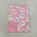 BL0266 Snowman Smiling Pink Print Baby Girls Christmas Blanket