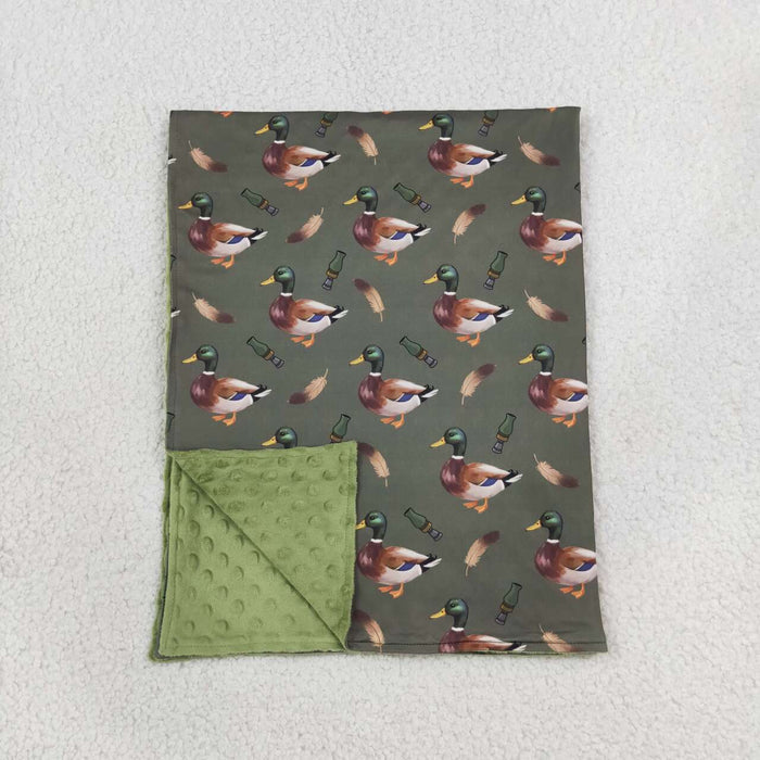 BL0287 Duck Call Feather Print Baby Boys Blanket