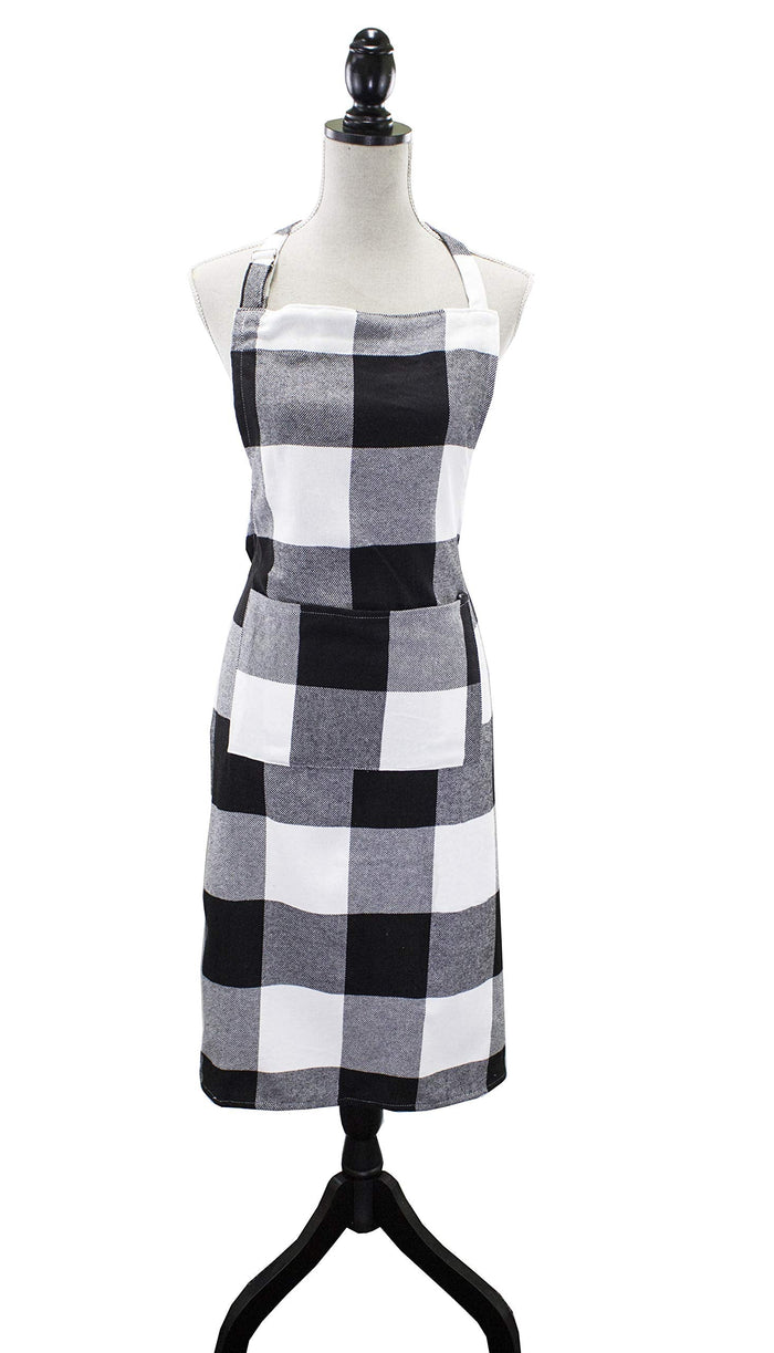 Black Buffalo Check Cotton Kitchen Apron