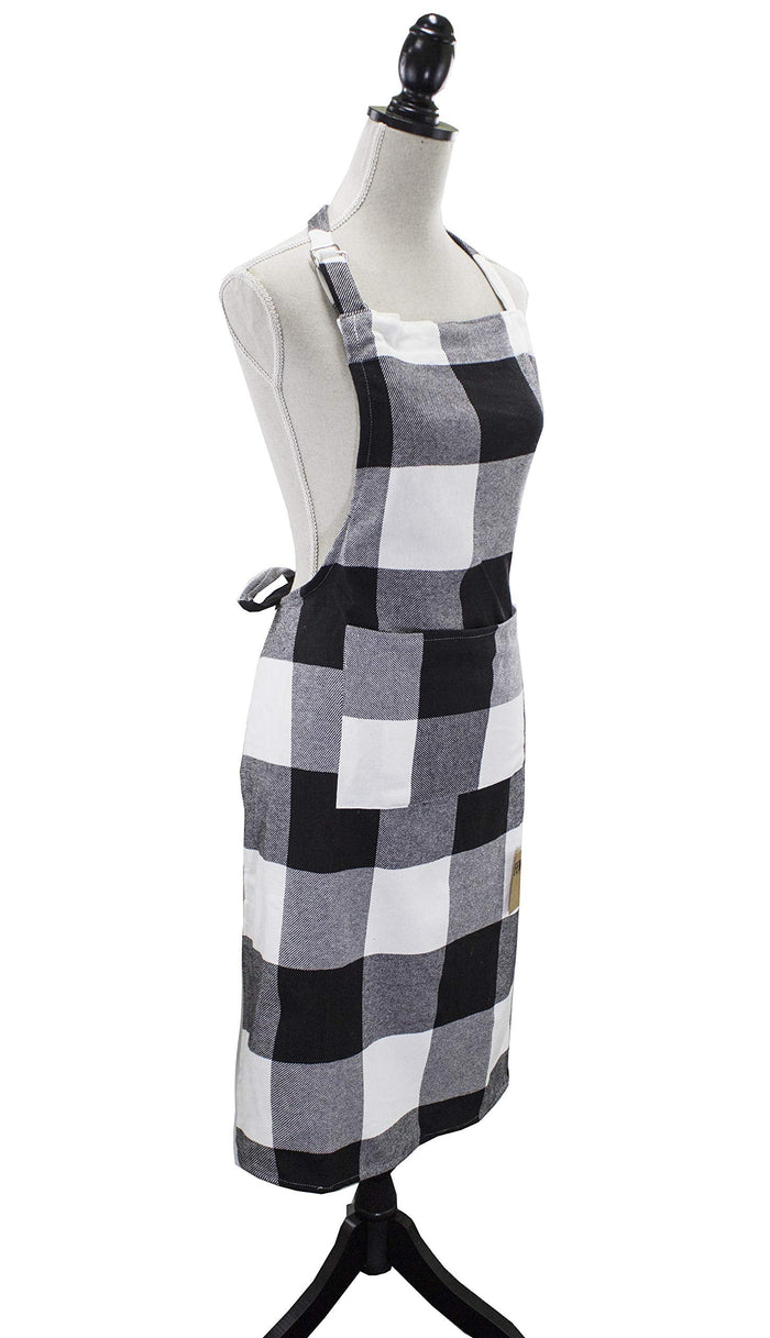 Black Buffalo Check Cotton Kitchen Apron