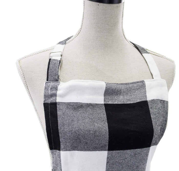Black Buffalo Check Cotton Kitchen Apron