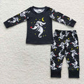 BLP0187 Nightmar* Black Print Boys Halloween Pajamas Clothes Set