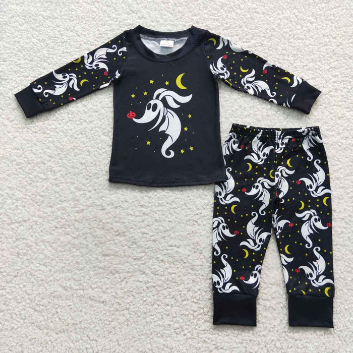 BLP0187 Nightmar* Black Print Boys Halloween Pajamas Clothes Set