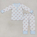 BLP0292 Santa Blue Print Boys Christmas Pajamas Clothes Set
