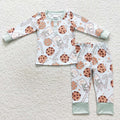 BLP0314 Cookies Milk Candy Cane Print Boys Christmas Pajamas Clothes Set