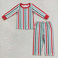 BLP0361 Stripes Print Boys Christmas Pajamas Clothes Set