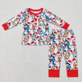 BLP0413 Cartoon Dog Print Boys Christmas Pajamas Clothes Set