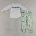 BLP1425 Fish Long Sleeve Top Gingham Pants Boys Clothes Set