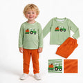 BLP1441 Tractor Pumpkin Embroidery Stripes Top Orange Pants Boys Fall Clothes Set