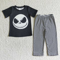 BSPO0025 Nightmar* Smiling Black Top Stripes Pants Boys Halloween Clothes Set