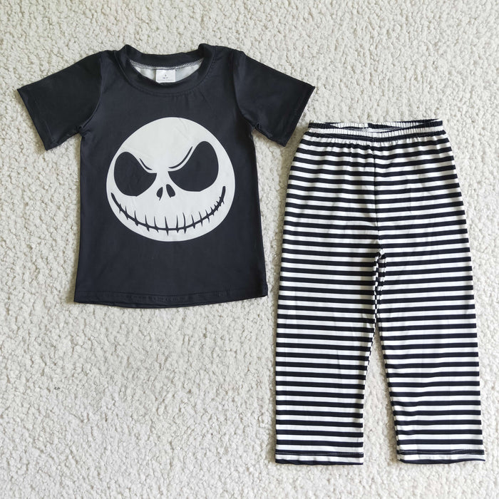 BSPO0025 Nightmar* Smiling Black Top Stripes Pants Boys Halloween Clothes Set