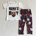 BSPO0033 MAMA'S BOY Cartoon White Top Black Pants Boys Halloween Clothes Set