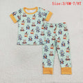 BSPO0408 Cartoon Dog Print Short Sleeve Pants Boys Halloween Pajamas Clothes Set