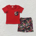 BSSO0165 Red Pocket Top Crayfish Food Shorts Baby Boys Summer Outfits