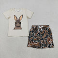 BSSO1582 Bunny Top Camo Shorts Boys Easter Clothes Set