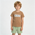 BSSO1947 Duck Embroidery Brown Top Stripes Shorts Boys Summer Clothes Set