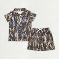 BSSO1997 Camo Print Polo Top Pockets Shorts Boys Summer Clothes Set