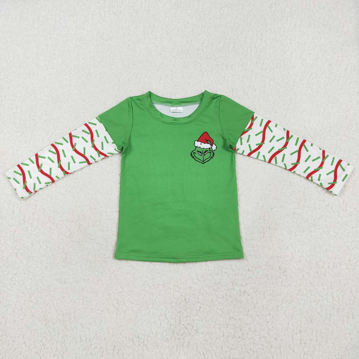 BT0770 Green Frog Sprinkles Print Boys Christmas Tee Shirts Top