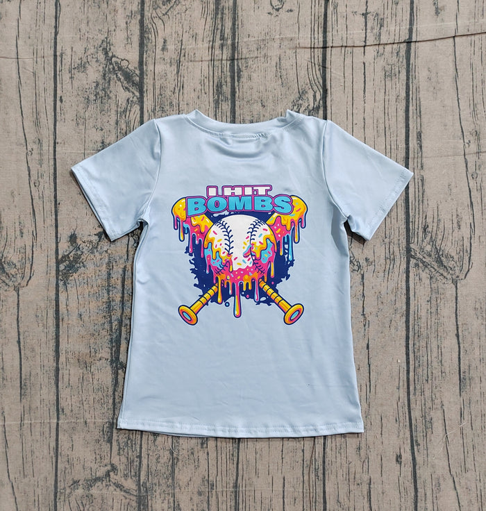 BT1251 BOMBS Baseball Print Boys Short Sleeve Tee Shirts Top