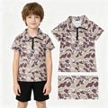 BT1727 Dark Brown Camo Boys Summer Zipper Pullover Top