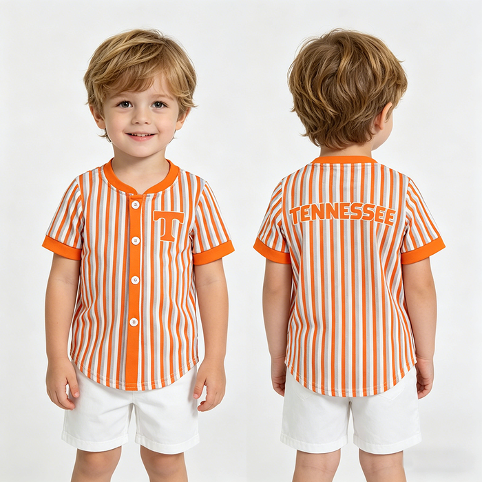 BT1747 Teams Tennessee Stripes Orange Print Boys Short Sleeve Tee Shirts Top