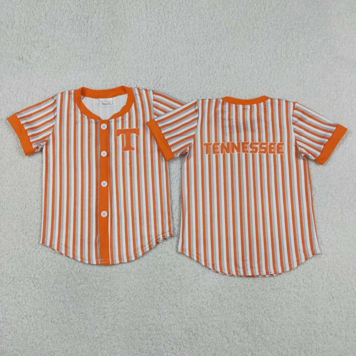 BT1747 Teams Tennessee Stripes Orange Print Boys Short Sleeve Tee Shirts Top