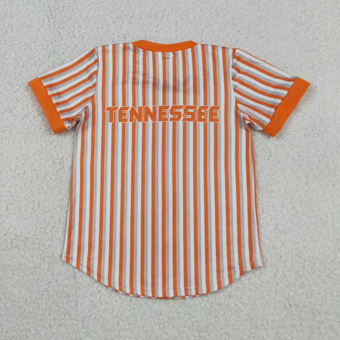 BT1747 Teams Tennessee Stripes Orange Print Boys Short Sleeve Tee Shirts Top