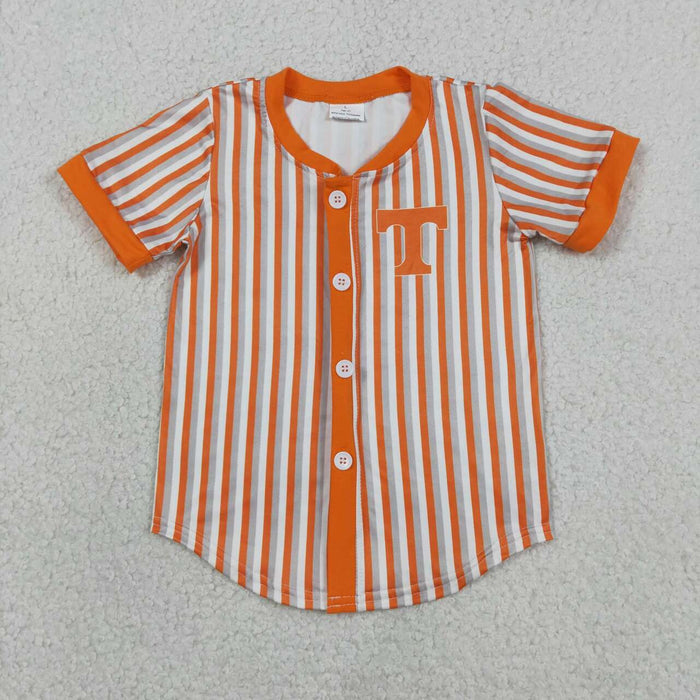 BT1747 Teams Tennessee Stripes Orange Print Boys Short Sleeve Tee Shirts Top