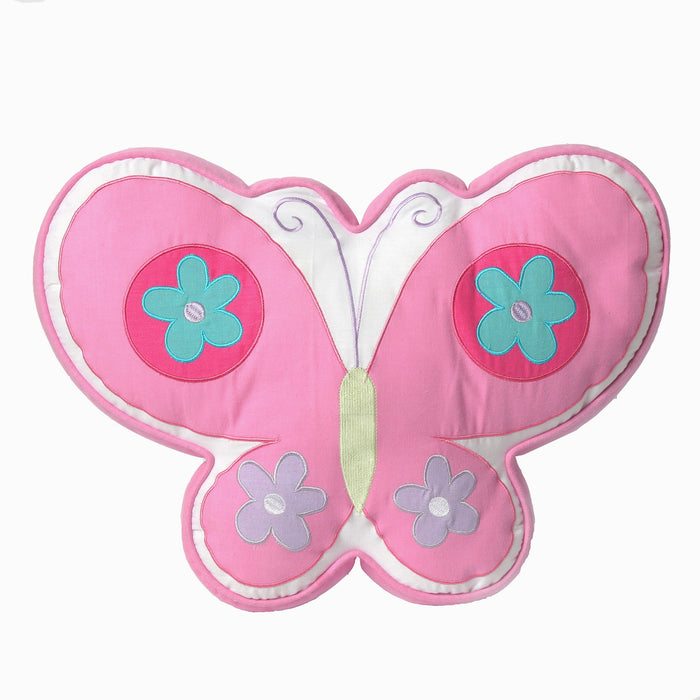 Butterfly Flower Pink Novelty Embroidered Decor Throw PIllow