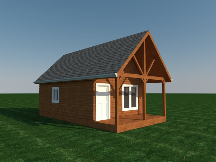 Cabin Plans With Loft DIY Cottage Guest Home Building Plan 384 sq/ft
