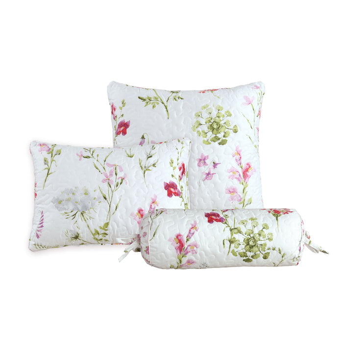 Carlotta Light Pink Blue Floral Print Microfiber Reversible DayBed Quilted Bedding Set