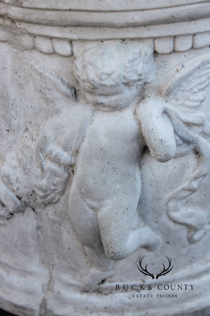 Classical Style Cherub Relief Cast Stone Garden Planter