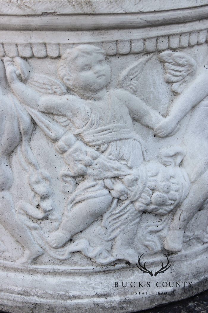 Classical Style Cherub Relief Cast Stone Garden Planter