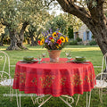 Clos des Oliviers red - Cotton, natural or acrylic-coated - 70" round - | Label France - French Provencal tablecloth