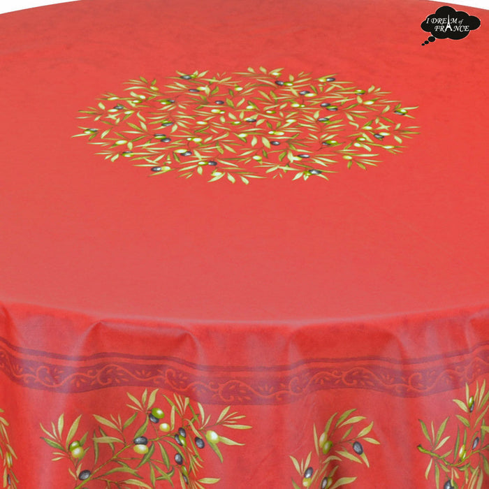 Clos des Oliviers red - Cotton, natural or acrylic-coated - 70" round - | Label France - French Provencal tablecloth