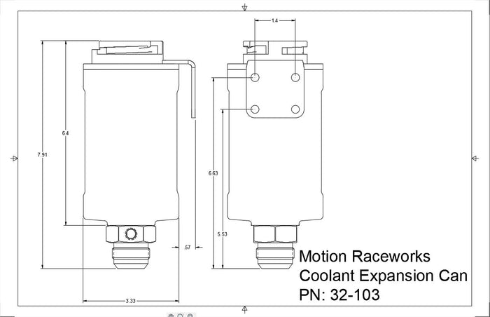 Coolant Expansion Tank / Remote Fill Billet Black Anodized w/ Mount 32-103-Motion Raceworks-Motion Raceworks