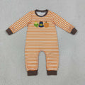 Corn & Pumpkin Embroidery Stripes Boys Thanksgiving Romper & Outfits Brothers Wear Clothes