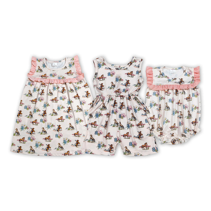 Cowgirl Flowers Sleeveless Baby Girls Western Clothes Sisters Wear