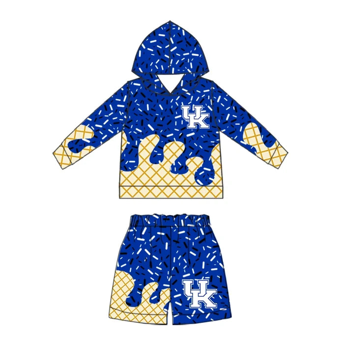 (Custom Design Preorder MOQ 5) Baby Boys Sprinkles Kentucky Hoodie Short Team Clothes Sets