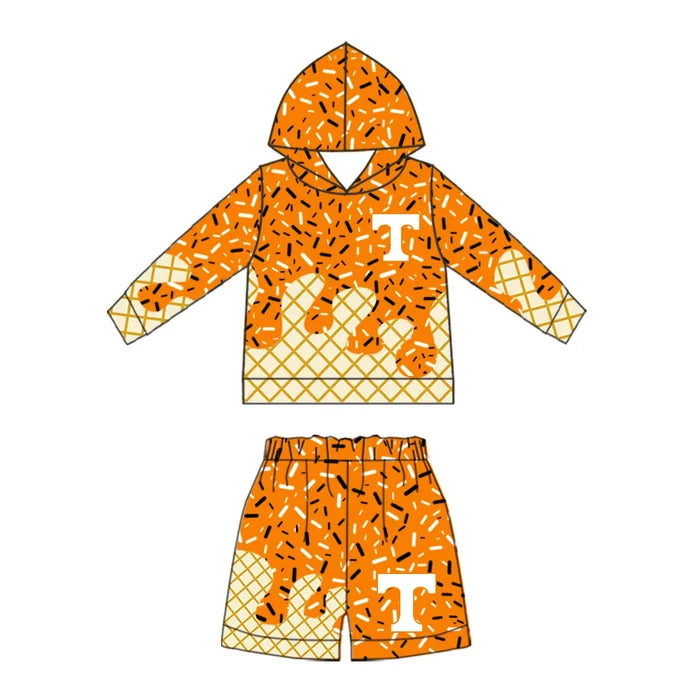 (Custom Design Preorder MOQ 5) Baby Boys Sprinkles Tennessee Hoodie Short Team Clothes Sets