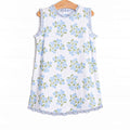 (Custom Design Preorder MOQ 5) Blue Flowers Print Girls Summer Dress