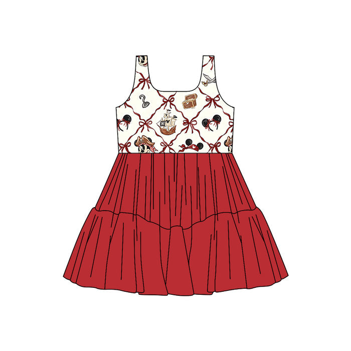 (Custom Design Preorder MOQ 5) Cartoon Mouse Bows Girls Sleeveless Tulle Dress