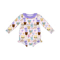 (Custom Design Preorder MOQ 5 ) Cartoon Mouse Food Print Baby Girls Long Sleeve Romper