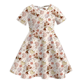 (Custom Design Preorder MOQ 5) Cartoon Mouse Mushroom Girls Short Sleeve Dress