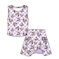 (Custom Design Preorder MOQ 5) Cartoon Mouse Purple Plaid Top Skirts Girls Summer Outfits