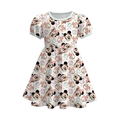 (Custom Design Preorder MOQ 5) Cartoon Mouse Shell Girls Puff Sleeve Dress